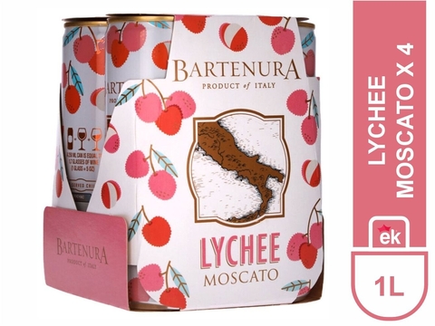Pack 4 latas vino moscato Lychee "Bartenura"