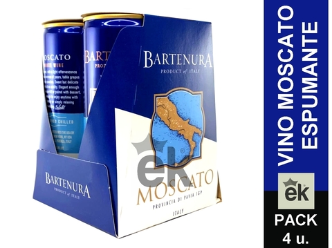Pack 4 latas vino moscato espumante "Bartenura"