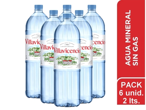 Pack agua 2 lts. 6 unidades "Villavicencio"