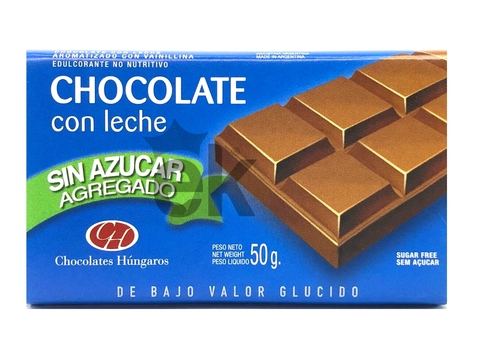 Chocolate con leche sin azucar agregada "Chocolates H"