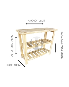 Mesa Quesera Vanitory Pino 1,20 Mt Estante Desayunador - comprar online