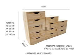 Cajonera Interior placard de 5 cajones Pino - OHVENTAS | Fabricante de muebles en Pino 