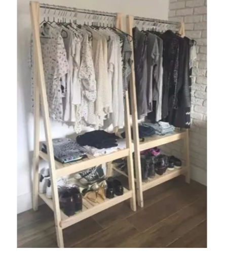 Perchero 80 cm plegable pino vestidor ropero deck estante