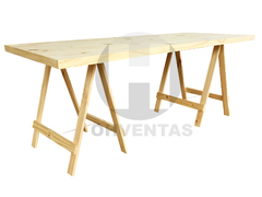 Mesa Tablon 200x80 con Caballetes de Pino - comprar online