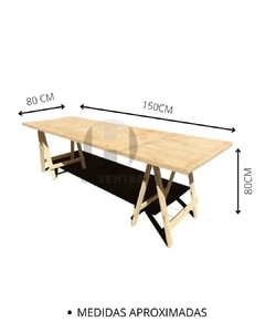 Mesa Tablon 150x80 con Caballetes de Pino - comprar online