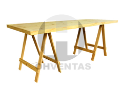 Mesa Tablon 200x80 con Caballetes de Pino - OHVENTAS | Fabricante de muebles en Pino 