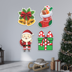 Kit 4 Placas Decorativas Natal Papai Noel