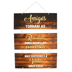 PLACA AMIGOS C/ CORDA 70x40 cm