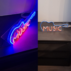 Placa Neon Led de Mesa Music Guitar na internet