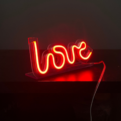 Placa Neon Led de Mesa Palavra Love