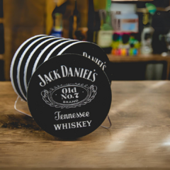 PORTA COPOS JACK DANIELS 8 PEÇAS + SUPORTE