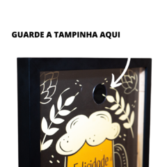 QUADRO PORTA TAMPINHAS FRASE FELICIDADE na internet