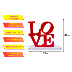 Palavra Decorativa Love de Mesa com base em Led Pvc 25x25 cm - comprar online