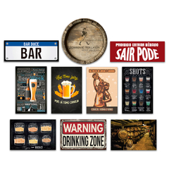 Kit 10 Placas Decorativas Bebidas Cervejas Frases Bar - comprar online