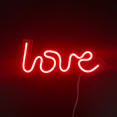 Placa Neon Led de Parede Palavra Love