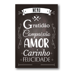 PLACA MENU GRATIDÃO