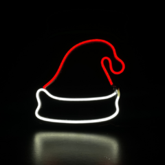 Placa Neon Led de Mesa Gorro de Natal