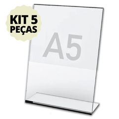 Kit 5 Displays Expositor A5 Em L Ps Acrílico Balcão Mesa