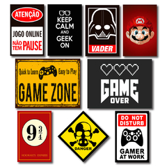 KIT 9 PLACAS GEEK 01 - Art Print Decorações