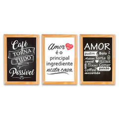 KIT 3 QUADROS FRASE COZINHA - comprar online