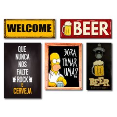 [ECONOMIZE] KIT PLACAS BAR + QUADRO PORTA TAMPAS + ABRIDOR C/ IMÃ BEER - Art Print Decorações