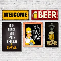 [ECONOMIZE] KIT PLACAS BAR + QUADRO PORTA TAMPAS + ABRIDOR C/ IMÃ BEER na internet