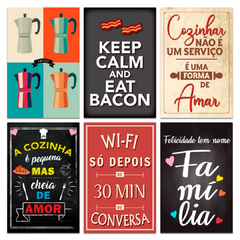 Kit 6 Placas Decorativas Frases Cozinha 20x13 cm - comprar online