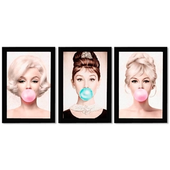 Kit 3 Placas Decorativas Marilyn Audrey Brigitte na internet