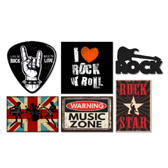 Kit 6 Placas Decorativas Música I Love Rock - comprar online