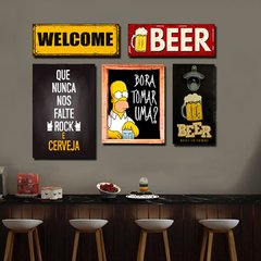 [ECONOMIZE] KIT PLACAS BAR + QUADRO PORTA TAMPAS + ABRIDOR C/ IMÃ BEER