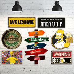 KIT 7 PLACAS BEBIDAS FRASES CERVEJAS