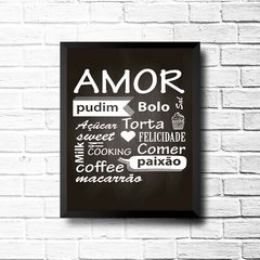 PLACA AMOR PUDIM BOLO TORTA COMER PAIXÃO - comprar online