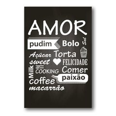 PLACA AMOR PUDIM BOLO TORTA COMER PAIXÃO