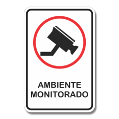 Placa de Sinalização Ambiente Monitorado 20x30 cm