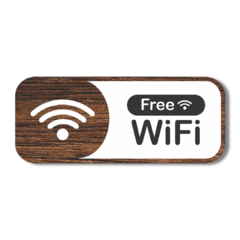 Placa de Sinalização Wifi Free 25x10 cm