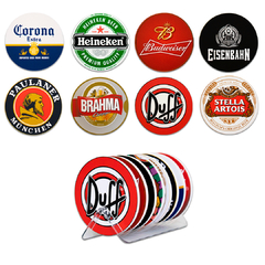 PORTA COPOS CERVEJAS 8 PEÇAS + SUPORTE