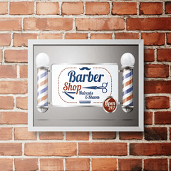 PLACA BARBER SHOP OPEN - comprar online