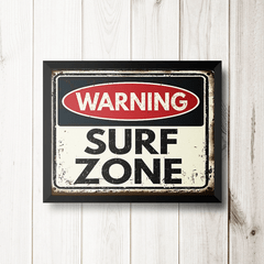 PLACA WARNING SURF ZONE na internet