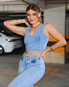 Conjunto Calça + Cropped Ref 962023 - Preta Madá Jeans