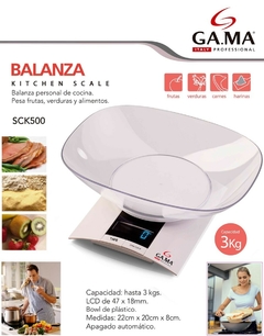 Balanza De Cocina Digital Gama Sck-500 Con Bowl Max: 3kg - comprar online