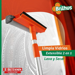 Limpiavidrios Extensible Bettanin Brilhus 2en1 Lava Y Seca - Tienda Ramona