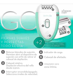 Depiladora Electrica Gama Skin Pro Go + Cabezal De Afeitado - Tienda Ramona