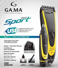 Cortadora De Pelo Gama Gcs544 Sport Usb+ Trimer Nariz Y Oido en internet