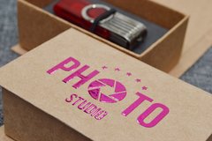 Kit 30 Caixas de Pen Drive kraft gravação Pink