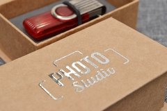 Kit com 50 Caixas de Pen Drive Kraft gravação Prata