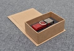 Kit 100 Caixas de Pen Drive Kraft gravação Prata - Caixas e Brindes