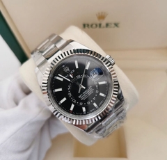 Relógio Rolex Sky-Dweller 36MM Prata e Preto Italiana