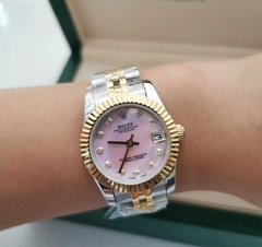 Relógio Rolex 36mm Fundo Rosa Com Brilho Italiana