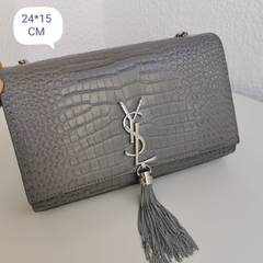 Bolsa YSL Kate Croco Cinza Italiana