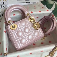 Bolsa Lady Dior Pequena Rosa Perolado Italiana